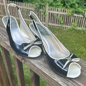 Anne Klein AK Patent black sling back heels women’s 8